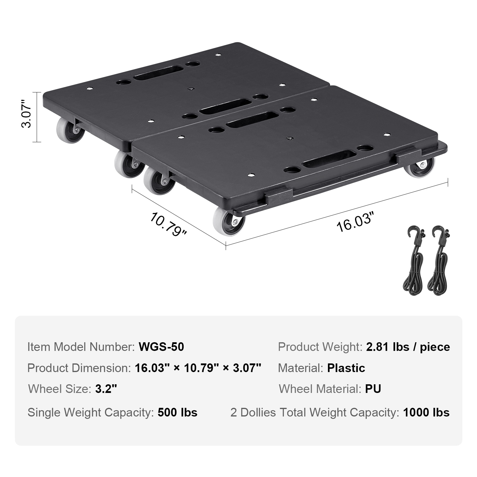 Furniture Dolly, 500 Lbs Capacity Each Count, Furniture Mover With Wheels, Portable Moving Rollers 4 Wheels Heavy Duty, Small Flat Dolly Cart With Interlocking For Heavy Furniture, 2 Pack, Black_maomaolike.com